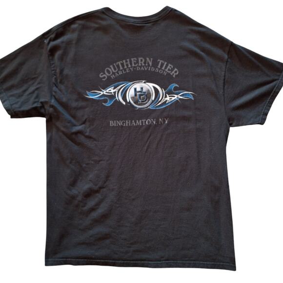 Harley Davidson y2k 2000s vintage double sided graphic tee Lightning chrome XL - Picture 2 of 6